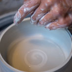 Karen Downing in her workshop 2017